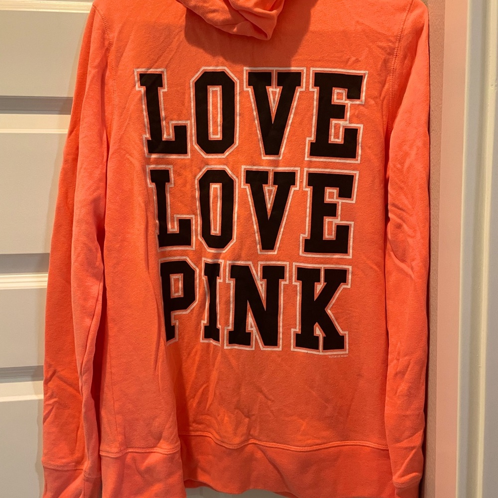 Victoria’s Secret Pink zip up hoodie- M coral